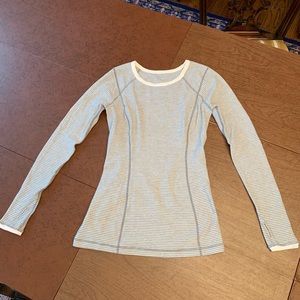 Lululemon long sleeved super soft, gray/white top